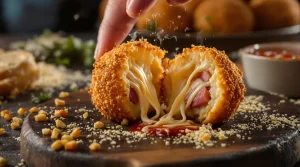 Cette version des arancini jambon-fromage fait toujours sensation grâce à un détail tout simple