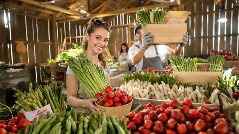 Asperges et fraises : les consommateurs sont aux anges à La Marquise de Vers avec ces productions Asperges et fraises : les consommateurs sont aux anges à La Marquise de Vers avec ces productions