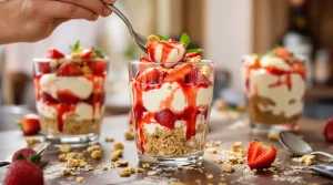 Avec ces verrines fraise-mascarpone et palet breton, tout le monde croit que je les ai prises chez le pâtissier