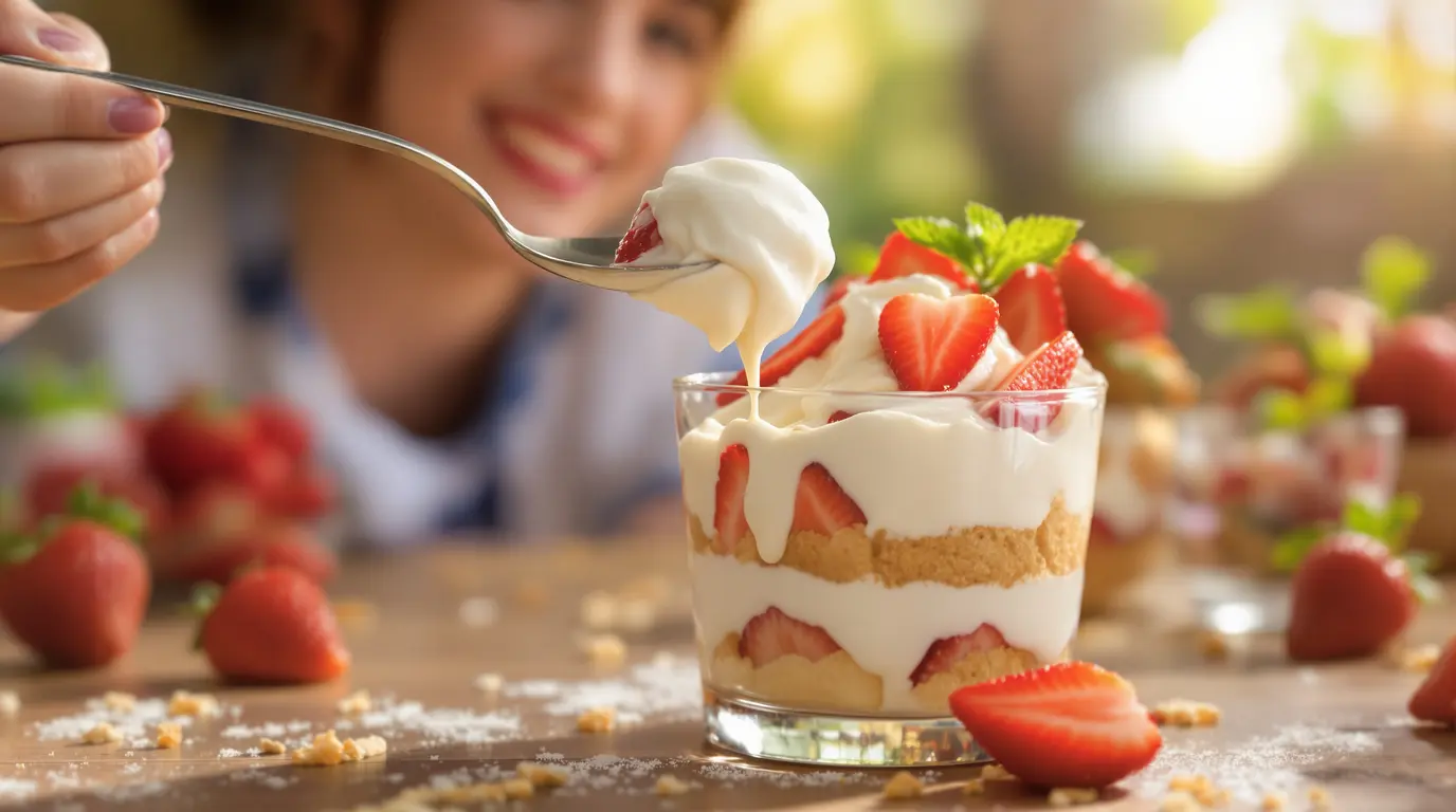 Tiramisu aux fraises : remplacez le mascarpone par ce laitage protéiné et divisez les calories par deux Tiramisu aux fraises : remplacez le mascarpone par ce laitage protéiné et divisez les calories par deux