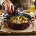 recette pintade en cocotte champignons crème fraîche