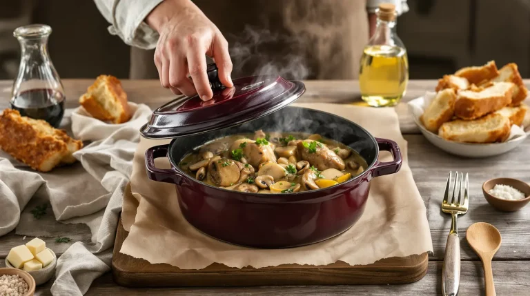 recette pintade en cocotte champignons crème fraîche
