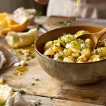 écrasé de pomme de terre huile d'olive et ail