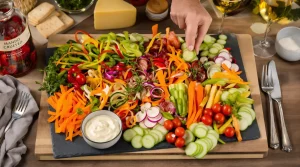 présentation decoration plateau de crudités