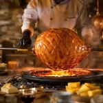 recette jambon à la broche au feu de bois