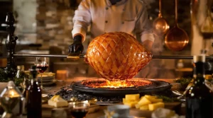 recette jambon à la broche au feu de bois